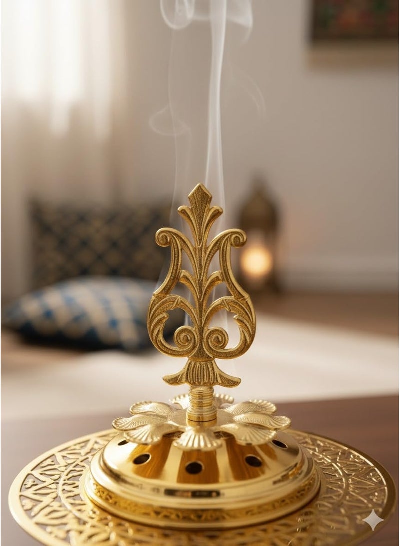 مبخرة بخور معدنية ذهبية ديكورية – حامل بخور أنيق لتزيين المنزل في رمضان والعيد - Image 5